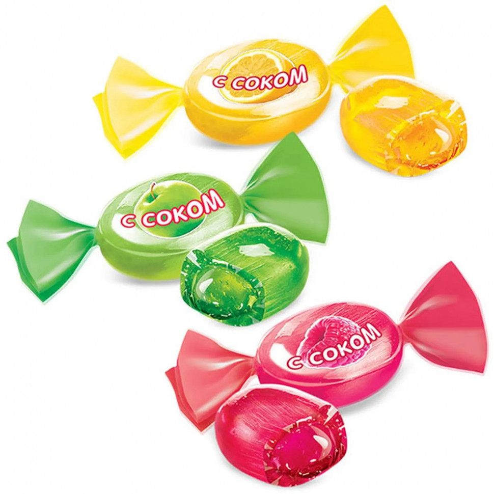 Леденцы с фруктовой начинкой ассорти с соком, 1кг РВК756