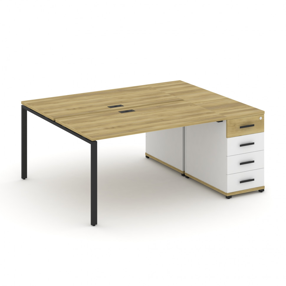 Concept Рабочая станция с 1 опорной тумбой CN.DRS-403 B Дуб Винченцо/Белый Бриллиант/Металл Черный 1