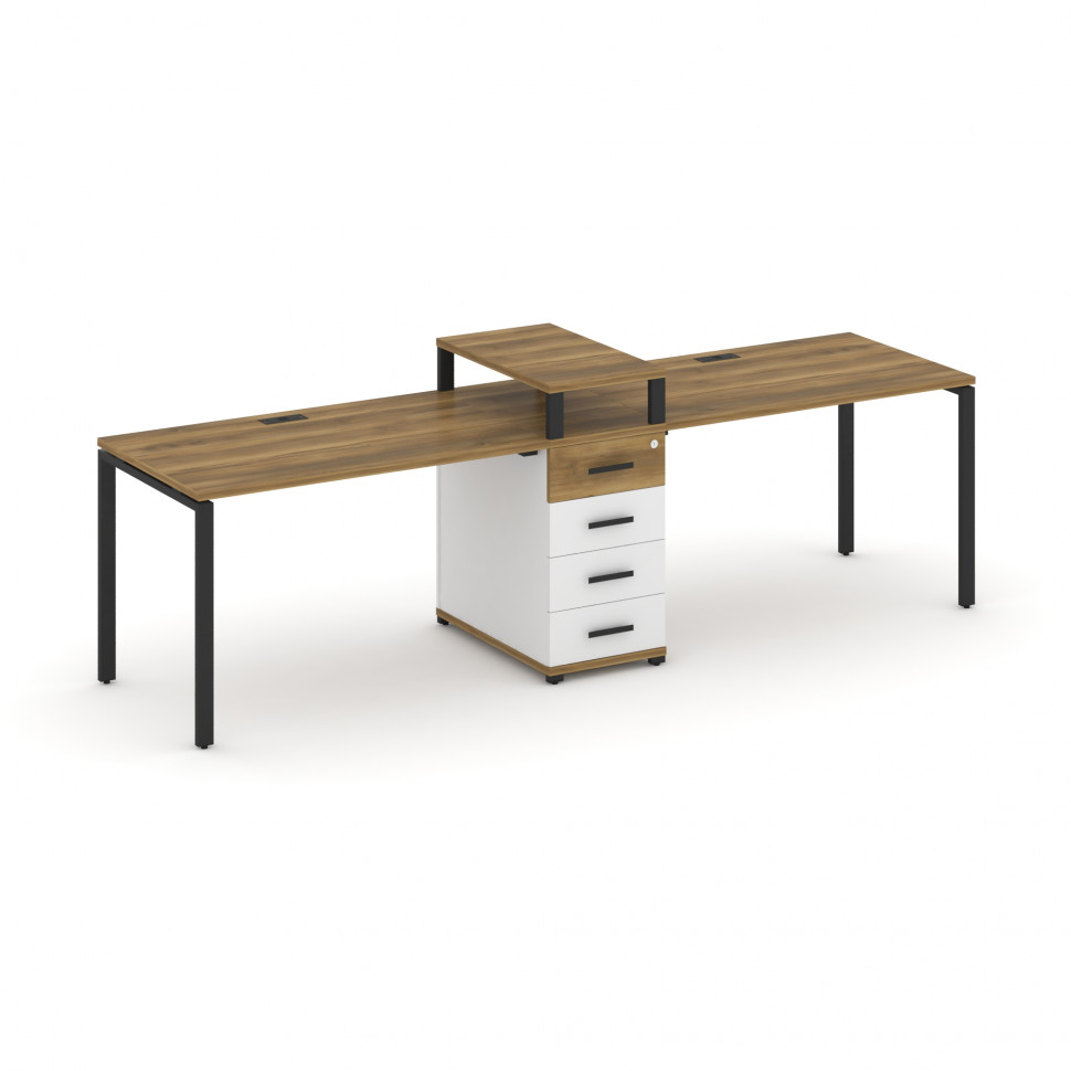 Concept Рабочая станция 2 места с 1 опорной тумбой CN.ORS-418 B Сандал Янтарный/Белый Бриллиант/Мета