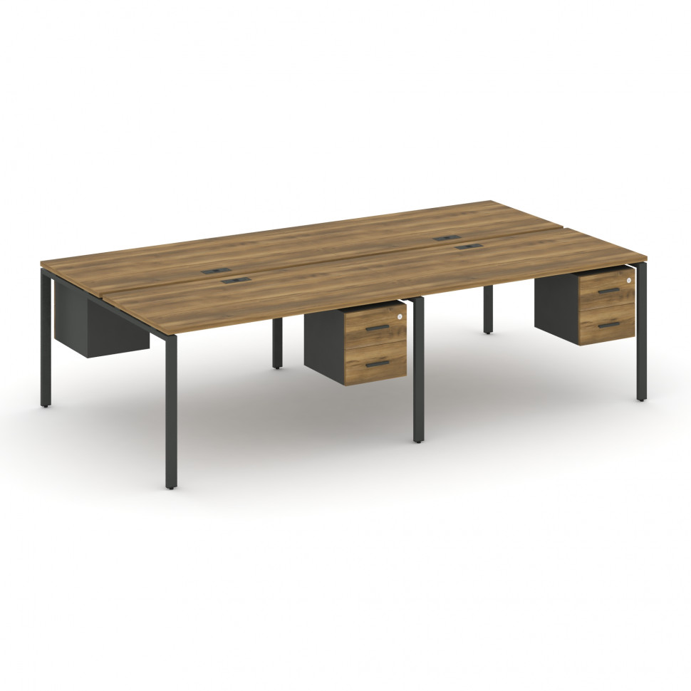 Concept Рабочая станция двухсторонняя с подвесными тумбами на 4 места CN.DRS-136 A Сандал Янтарный/А