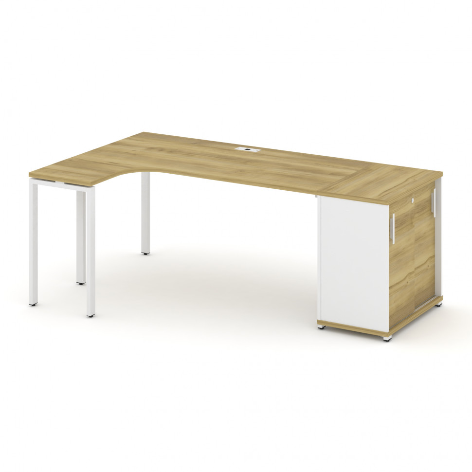 Concept Стол эргономичный с опорным шкафом-купе CN.SA-218(L) W Дуб Винченцо/Белый Бриллиант/Металл Concept Стол эргономичный с опорным шкафом-купе CN.SA-218(L) W Дуб Винченцо/Белый Бриллиант/Металл