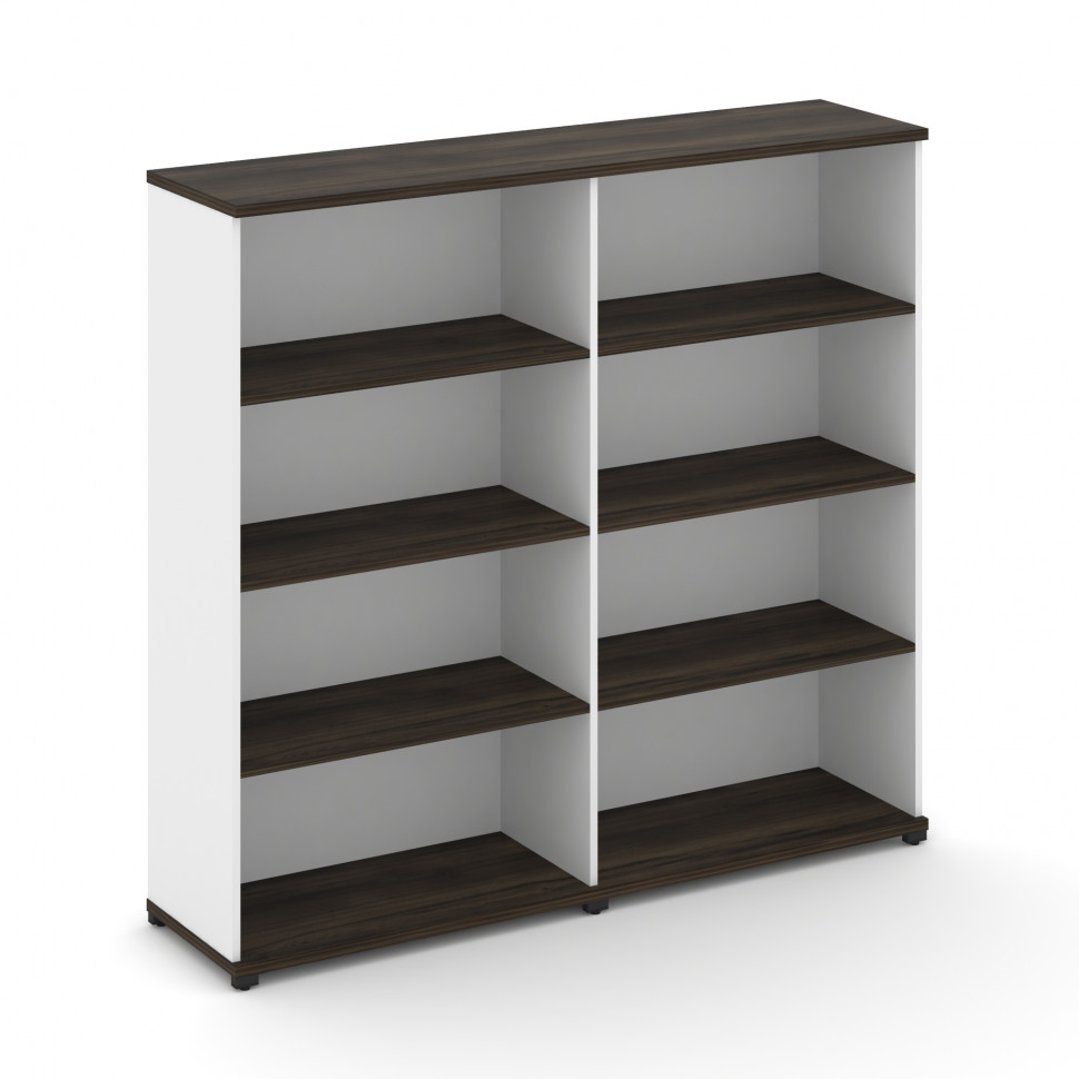 Concept Стеллаж 2 широкие секции, 4 ниши CN.STS-420 Дуб Мали/Белый Бриллиант/Металл Черный 1668*420*