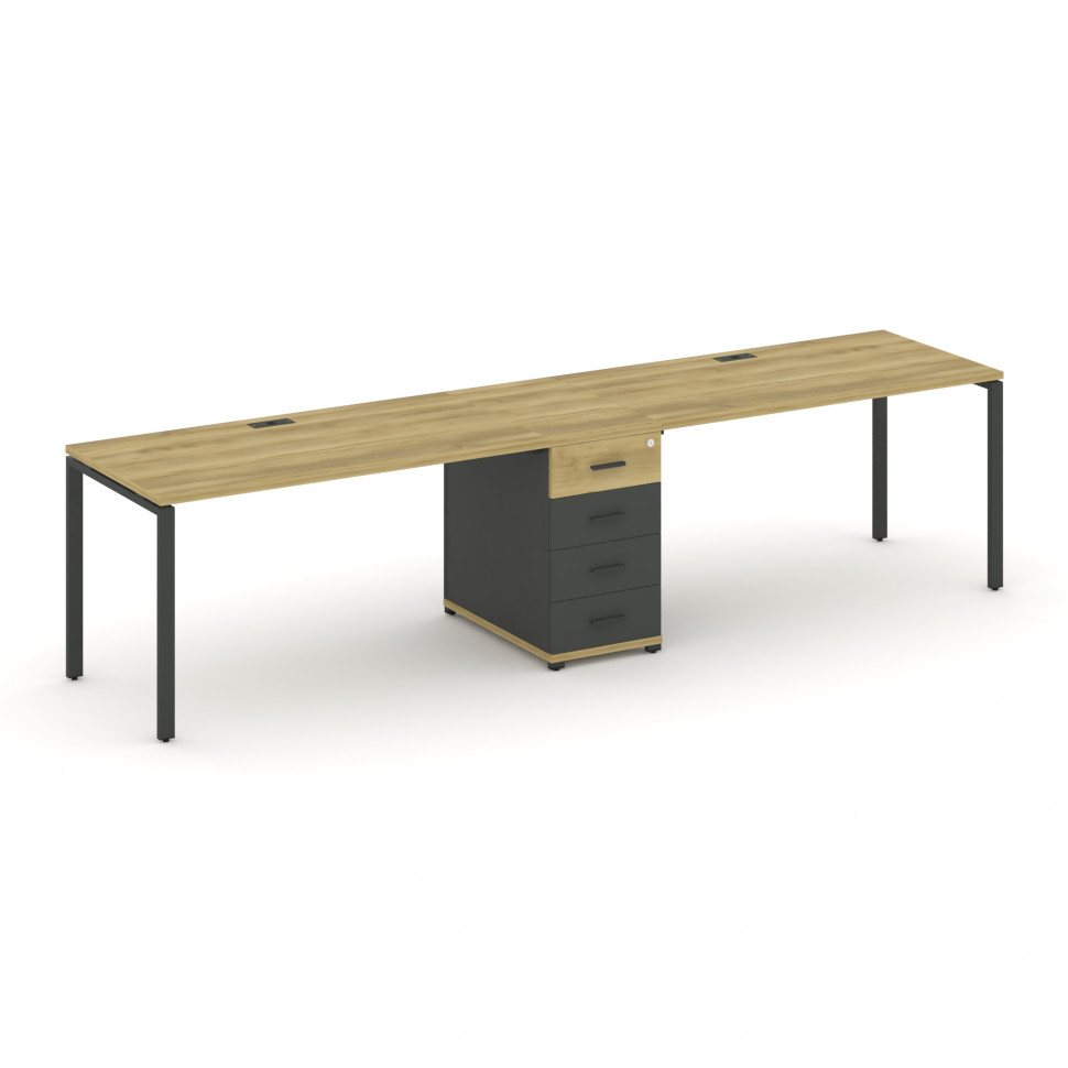 Concept Рабочая станция 2 места с 1 опорной тумбой CN.ORS-401 A Дуб Винченцо/Антрацит/Металл Антраци Concept Рабочая станция 2 места с 1 опорной тумбой CN.ORS-401 A Дуб Винченцо/Антрацит/Металл Антраци