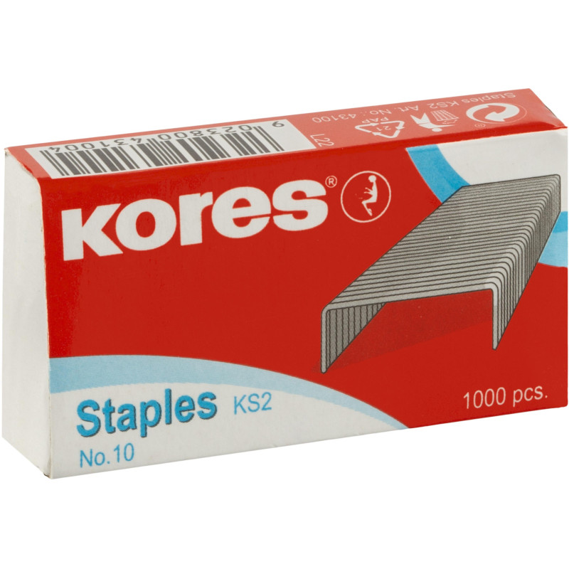 Скобы для степлера №10 KORES никелированные (2-20 листов) 1000 шт./уп Скобы для степлера №10 KORES никелированные (2-20 листов) 1000 шт./уп