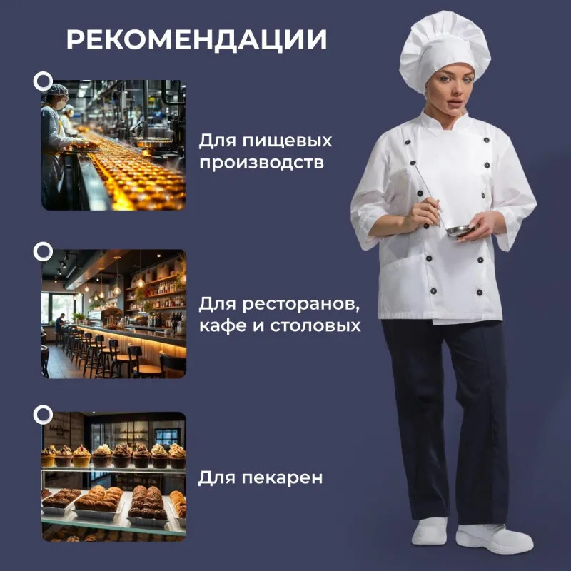 Куртка поварская универс. у14-КУ белая (р.52-54) р.170-176
