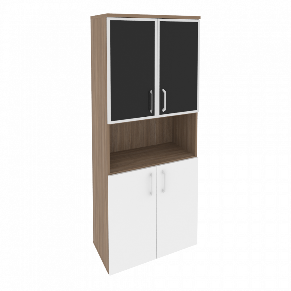 Onix Шкаф высокий широкий O.ST-1.4 R black Дуб Аризона/Белый Бриллиант/Cтекло Black 800*420*1977