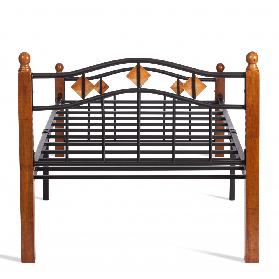 Кровать AT-126 дерево гевея/металл, 90*200 см (Single bed), красный дуб/черный