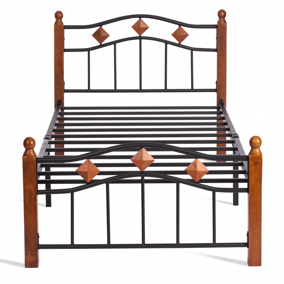 Кровать AT-126 дерево гевея/металл, 90*200 см (Single bed), красный дуб/черный