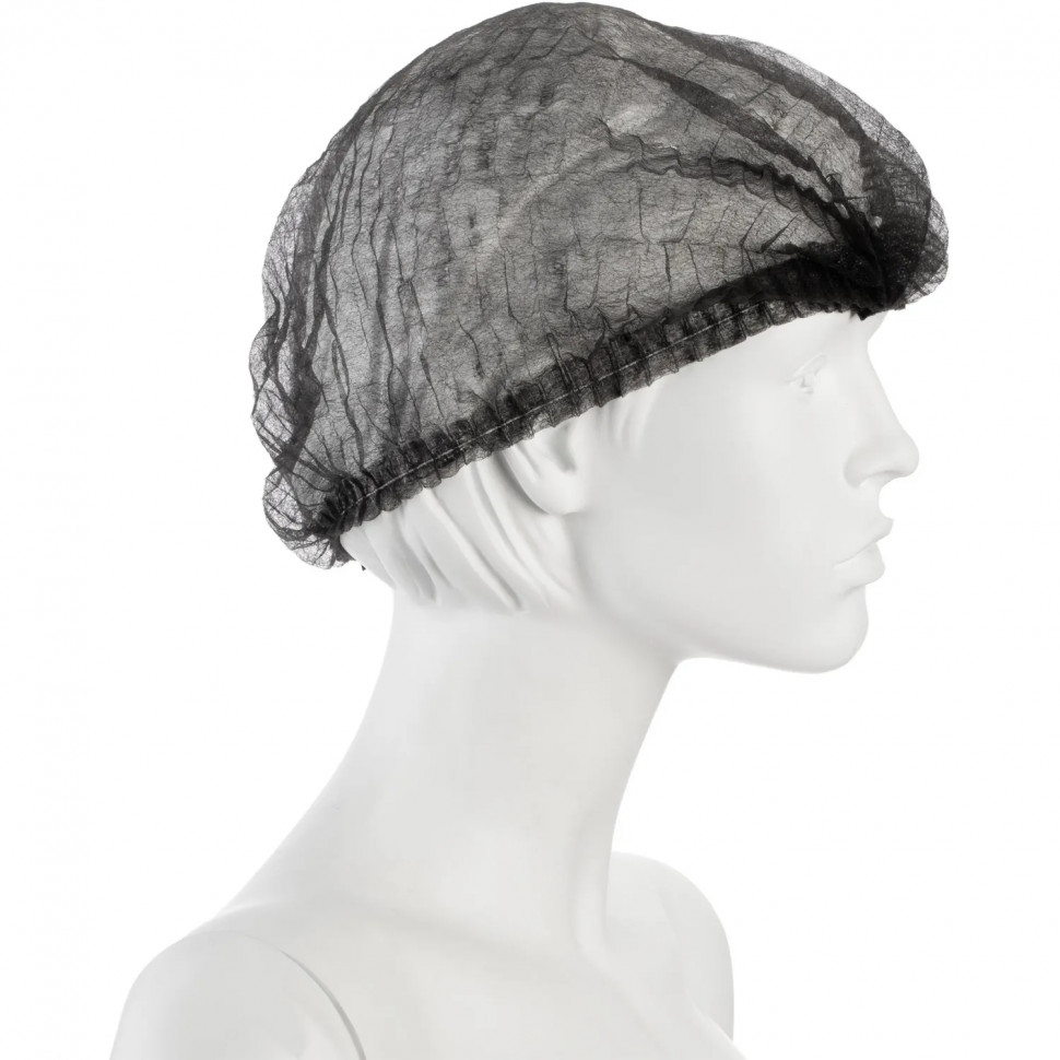 Шапочка Шарлотта неткан. черная, пл 12г 48 см Комус, 100шт/уп Шапочка Шарлотта неткан. черная, пл 12г 48 см Комус, 100шт/уп