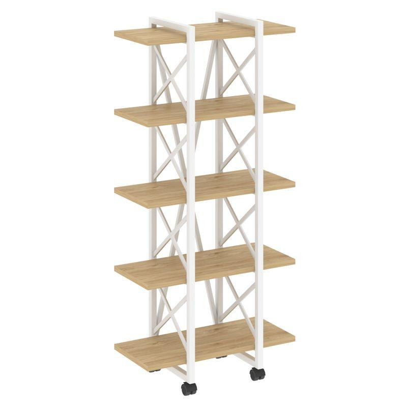 Loft Стеллаж на колесных опорах-5 полок VR.L-MST.K-5.4V Тиквуд Светлый/Металл Белый 800*400*1704