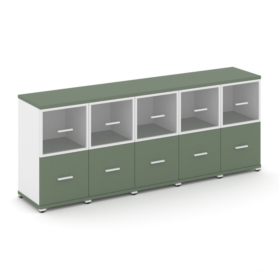 Concept Шкаф 5 узких секций, 2 ниши CN.STU-252 RPW W Кобо/Белый Бриллиант/Металл Белый/Прозрачный 20