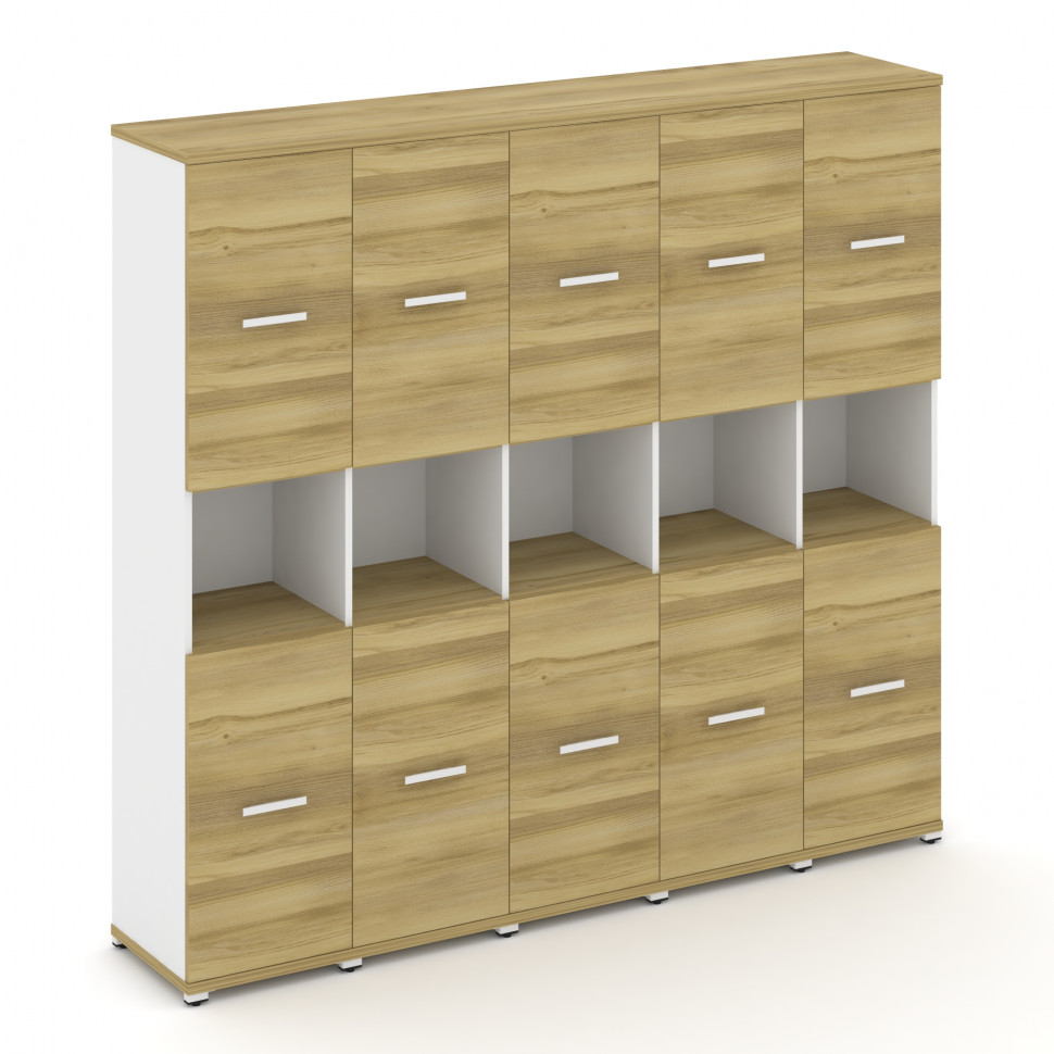 Concept Шкаф 5 узких секций, 5 ниш CN.STU-553 W Дуб Винченцо/Белый Бриллиант/Металл Белый 2084*420*1