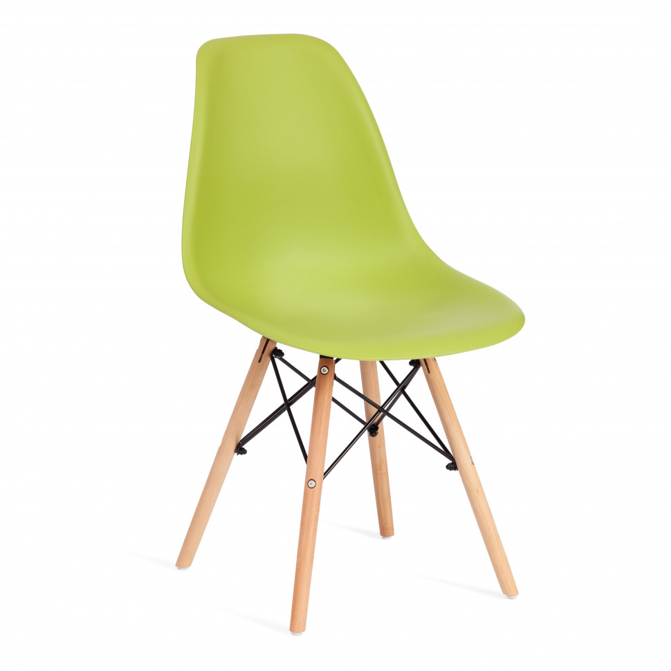 Стул CINDY (EAMES) (mod. 001) дерево бук/металл/сиденье пластик, 51x46x82см, оливковый 66012