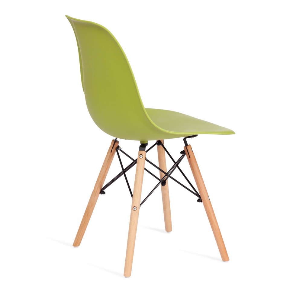 Стул CINDY (EAMES) (mod. 001) дерево бук/металл/сиденье пластик, 51x46x82см, оливковый 66012