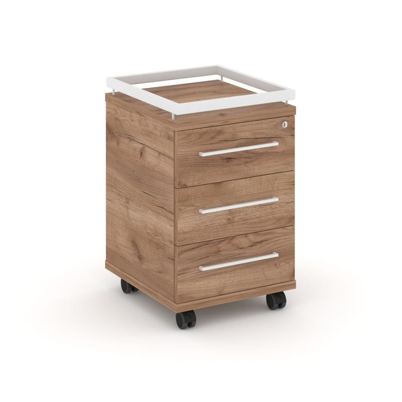 Rift Тумба мобильная усиленная + рамка RF.TM-003 Дуб Табак/Металл Белый/Белый Ручки 416*460*665