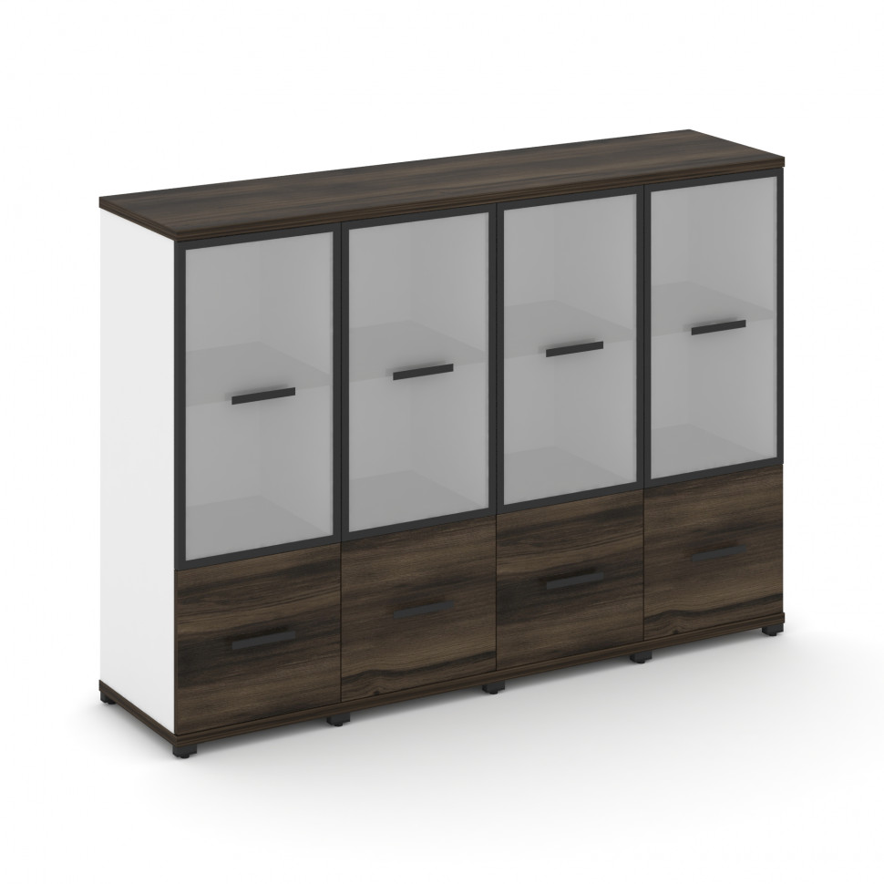 Concept Шкаф 4 узкие секции, 3 ниши CN.STU-342 RMB B Дуб Мали/Белый Бриллиант/Металл Черный/Сатин 16