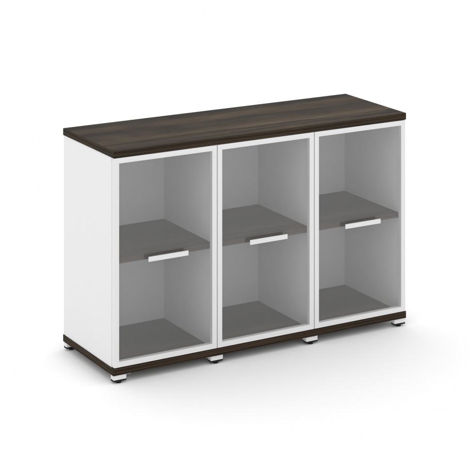 Concept Шкаф 3 узкие секции, 2 ниши CN.STU-233 RPW W Дуб Мали/Белый Бриллиант/Металл Белый/Прозрачны