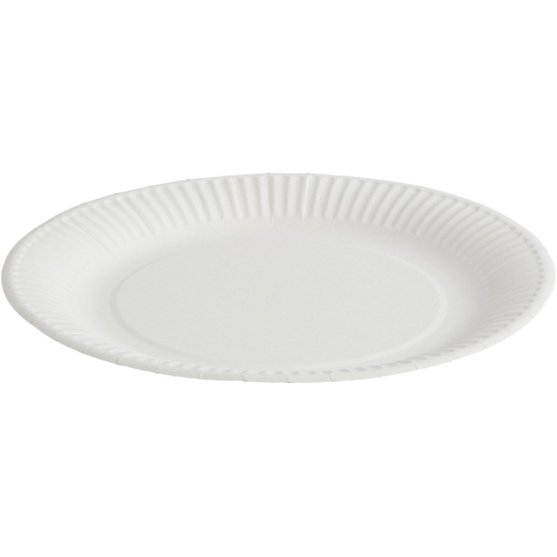 Тарелка одноразовая бум. 23см круглая, белая, 250г/м2, 50шт/уп