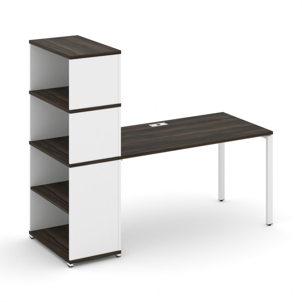 Concept Стол рабочий с опорным стеллажом с надставкой выс. CN.SP-215 Дуб Мали/Белый Бриллиант/Металл