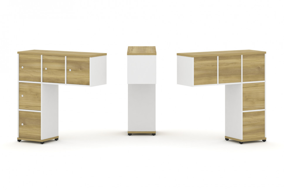 Concept Надставка низкая CN.ONN-007 Дуб Винченцо/Белый Бриллиант/Металл Черный 1099*365*1130