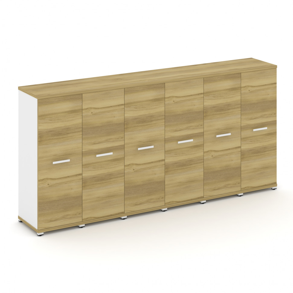 Concept Шкаф 6 узких секций, 3 ниши CN.STU-366 W Дуб Винченцо/Белый Бриллиант/Металл Белый 2500*420*