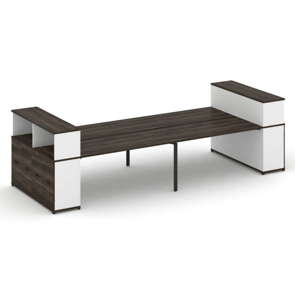 Concept Рабочая станция с опорными распаш. шкафами с надставкой низ. CN.DRS-272 B Дуб Мали/Белый Бри