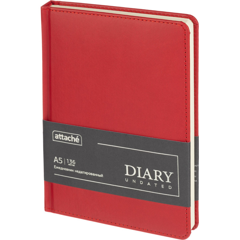 Ежедневник недатированный ATTACHE Classic А5, 140х200мм, 136л, красный