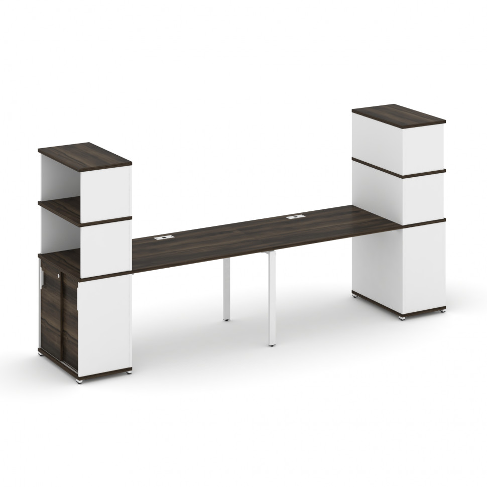 Concept Рабочая станция с опорными шкафом-купе с надставкой выс. CN.ORS-242 W Дуб Мали/Белый Бриллиа