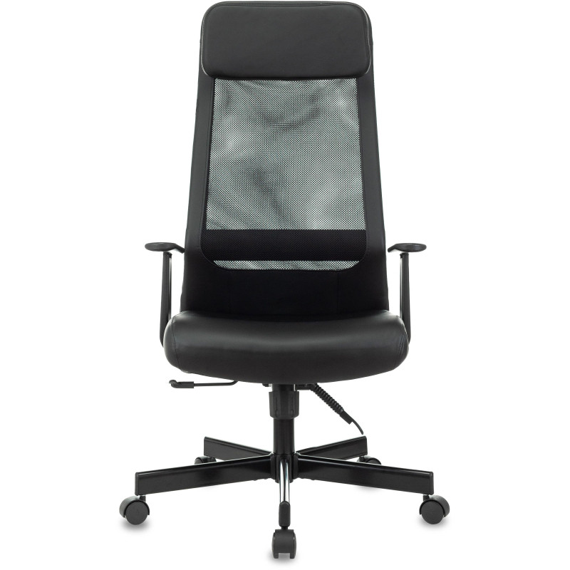 Кресло VB_EChair-651 TPU кожзам черный, сетка черая,металл