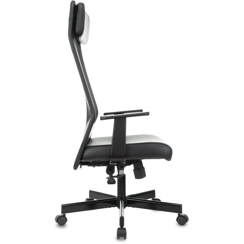 Кресло VB_EChair-651 TPU кожзам черный, сетка черая,металл