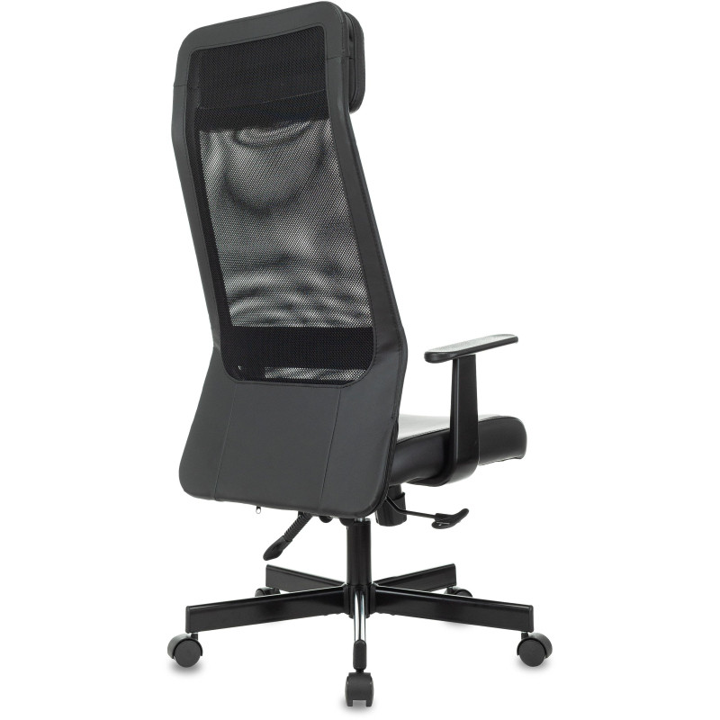 Кресло VB_EChair-651 TPU кожзам черный, сетка черая,металл