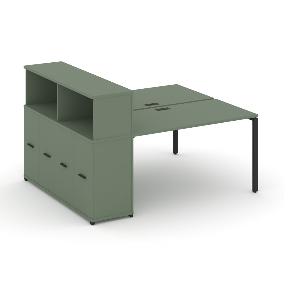 Concept Рабочая станция с опорным распаш. шкафом с надставкой низ. CN.DRS-225 B Кобо/Металл Черный 1