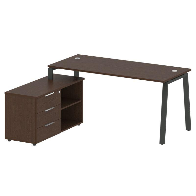 Metal System Рабочая станция с тумбой на А-образном м/к БА.РС-СТС-2.4 (L) Венге Цаво/Металл Антрацит Metal System Рабочая станция с тумбой на А-образном м/к БА.РС-СТС-2.4 (L) Венге Цаво/Металл Антрацит