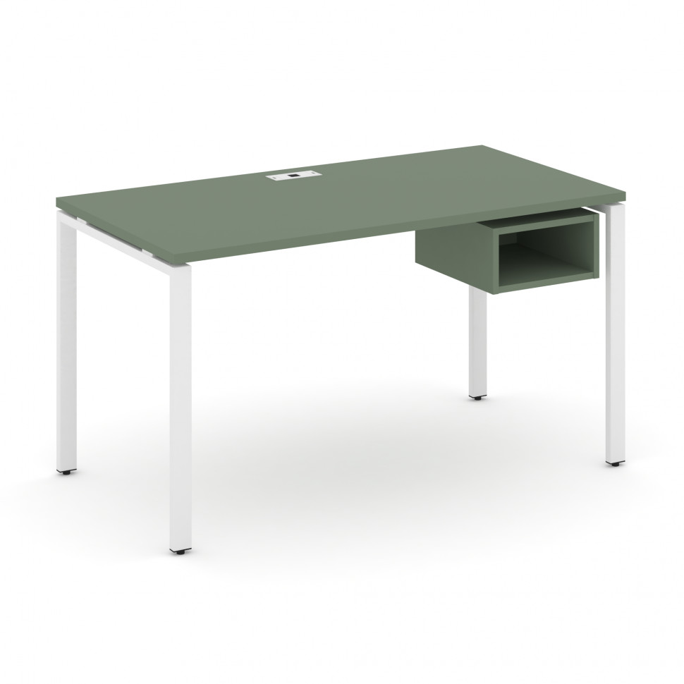 Concept Стол рабочий с подвесной тумбой с 1 открытой нишей CN.SP-101 Кобо/Металл Белый 980*720*750