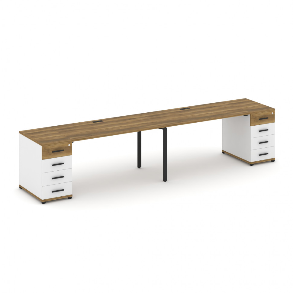 Concept Рабочая станция 2 места с 2 опорными тумбами CN.ORS-411 B Сандал Янтарный/Белый Бриллиант/Ме