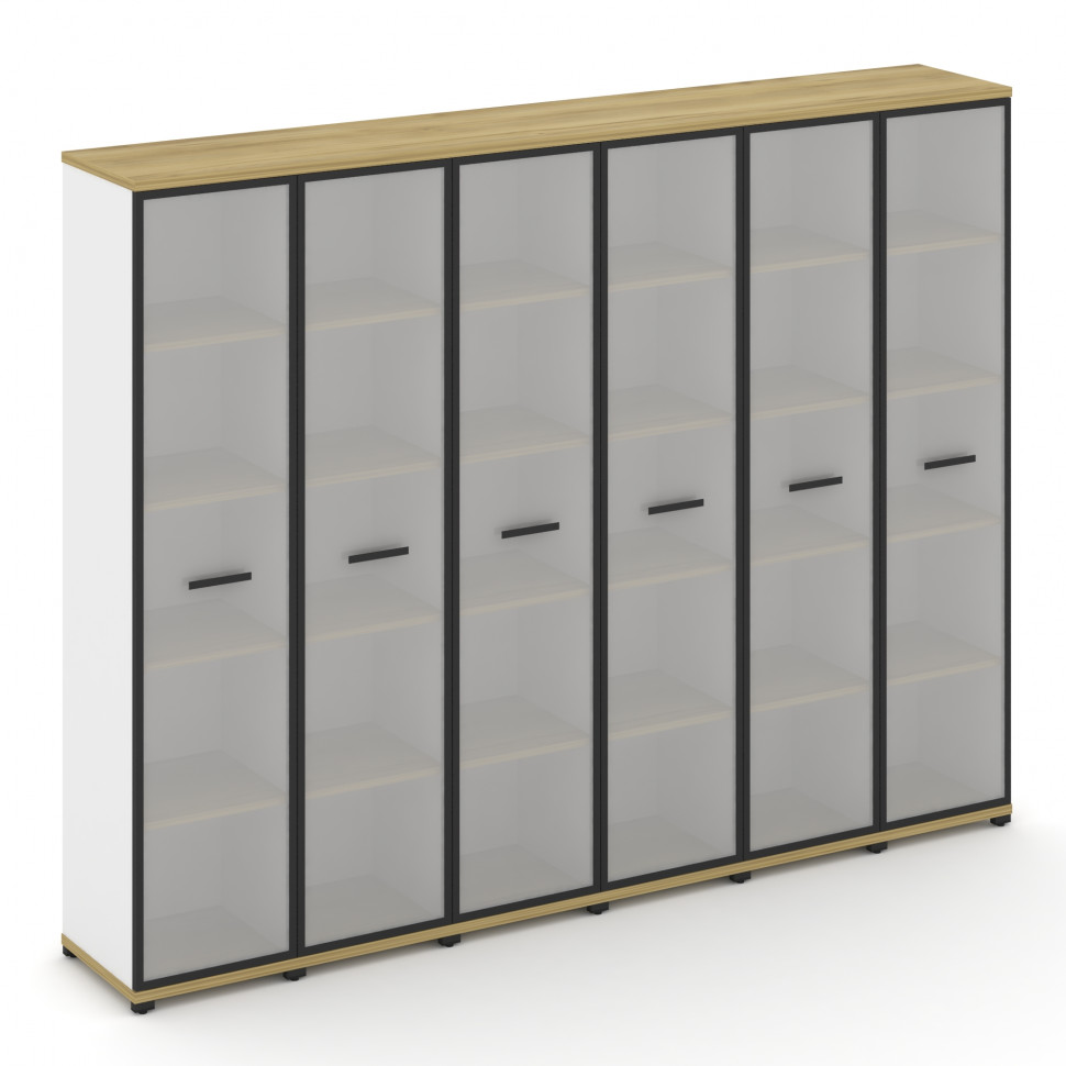 Concept Шкаф 6 узких секций, 5 ниш CN.STU-568 RMB B Дуб Винченцо/Белый Бриллиант/Металл Черный/Сатин