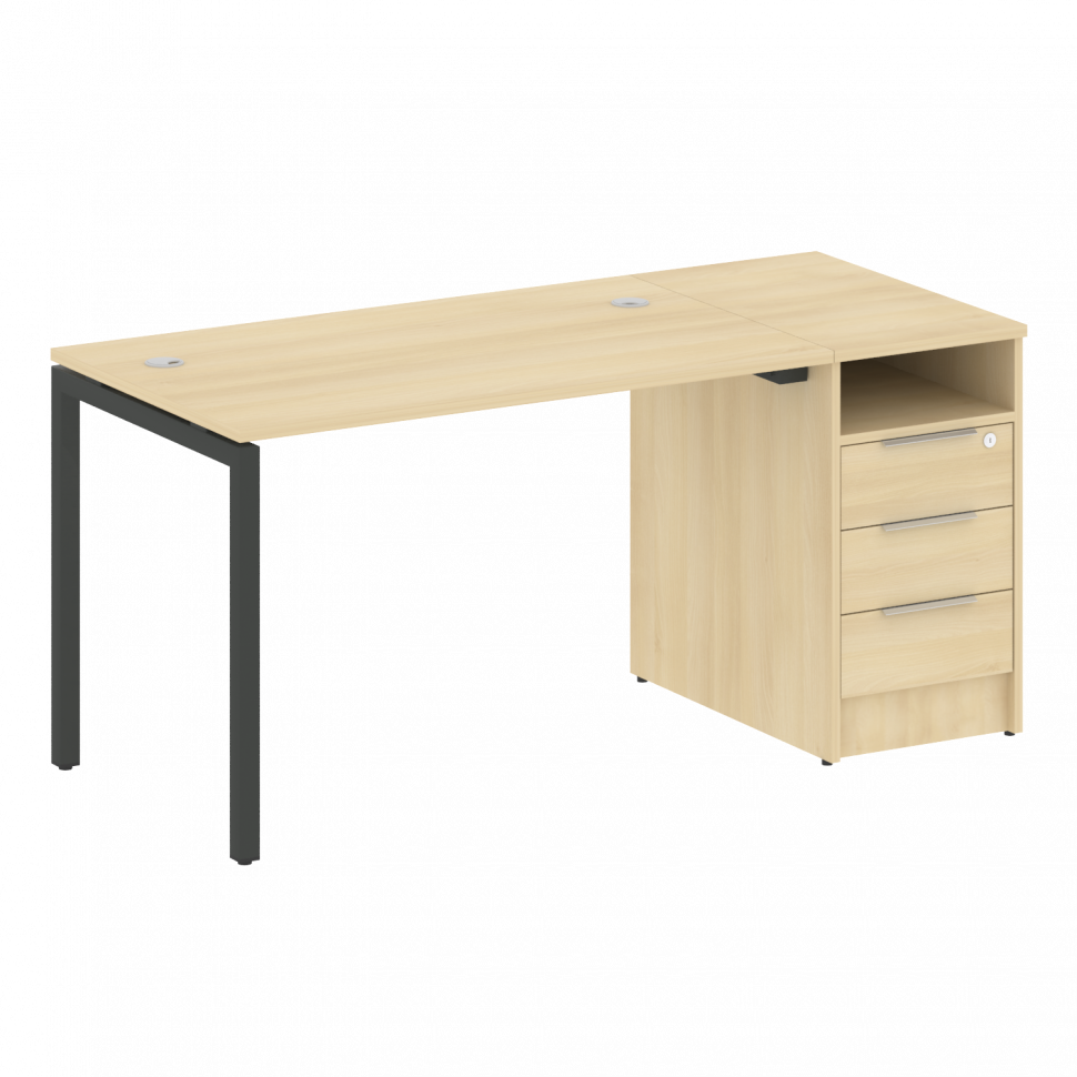 Metal System Quattro Рабочая станция с тумбой на П-образном м/к 40БП.РС-СТП-1.2 Акация Лорка/Металл