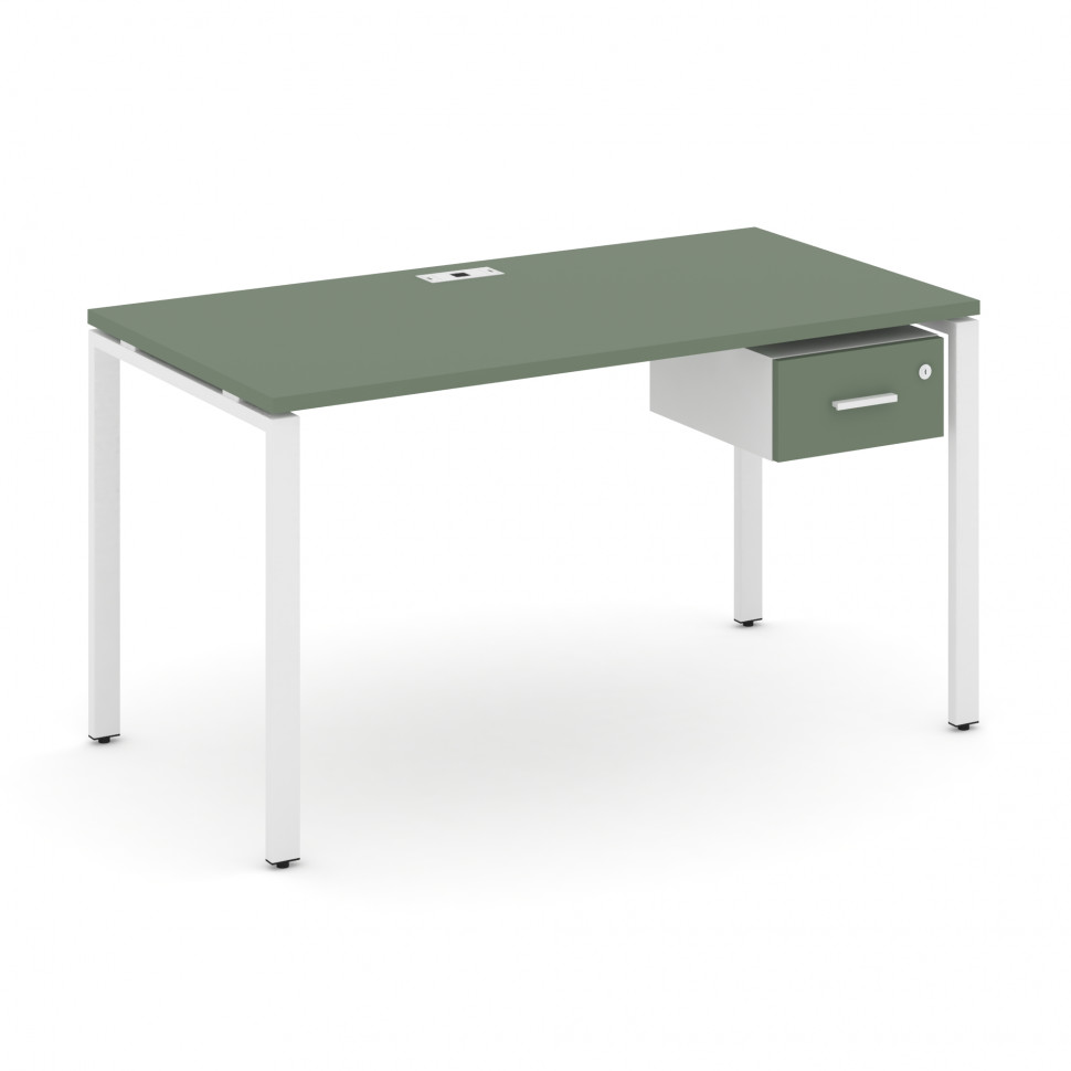 Concept Стол рабочий с подвесной тумбой с одним ящ. CN.SP-110 W Кобо/Белый Бриллиант/Металл Белый 11