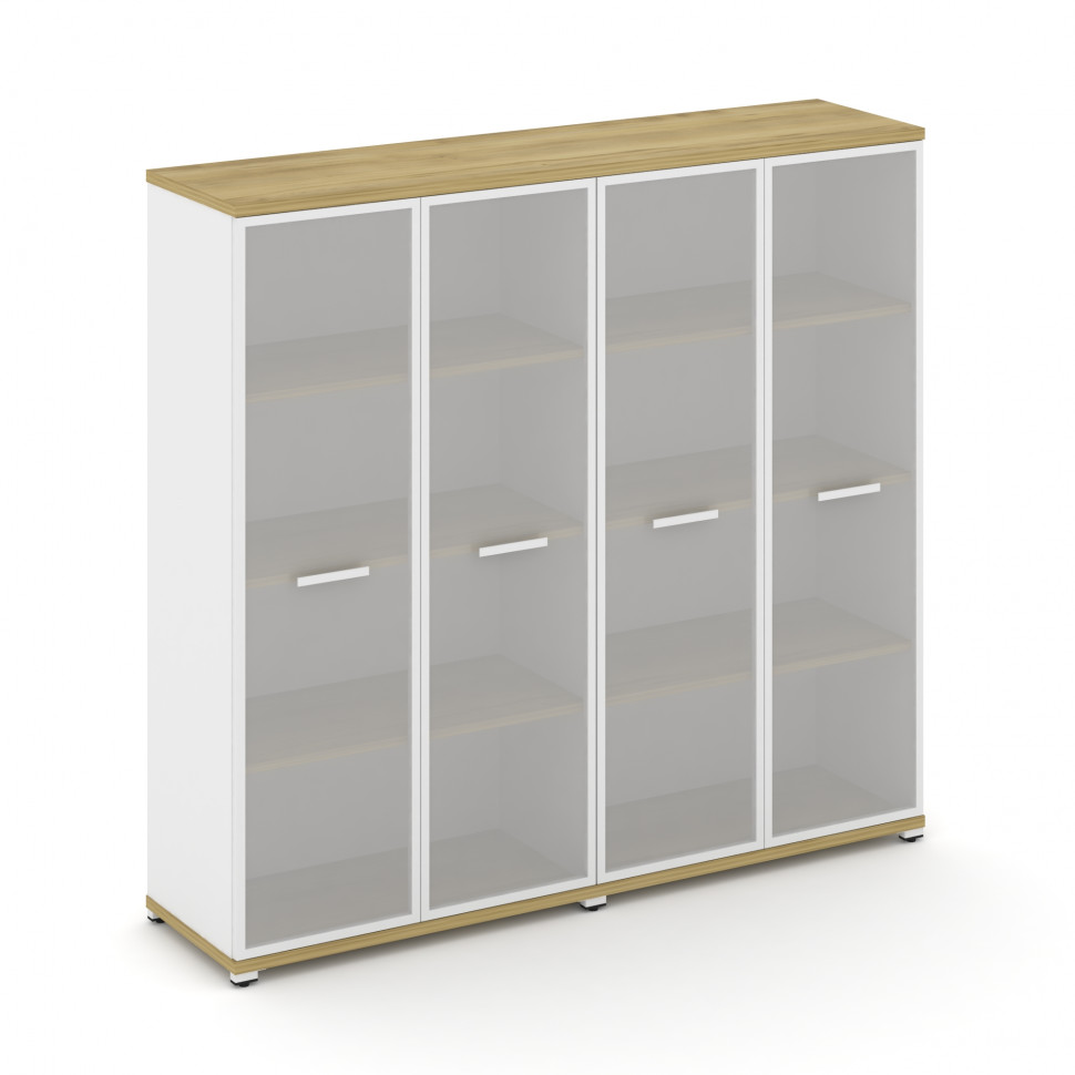 Concept Шкаф 2 широкие секции, 4 ниши CN.STS-426 RMW W Дуб Винченцо/Белый Бриллиант/Металл Белый/Сат