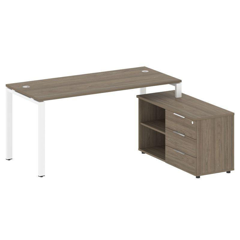 Metal System Рабочая станция с тумбой на П-образном м/к БП.РС-СТС-2.4 (R) Вяз Благородный/Металл Бел