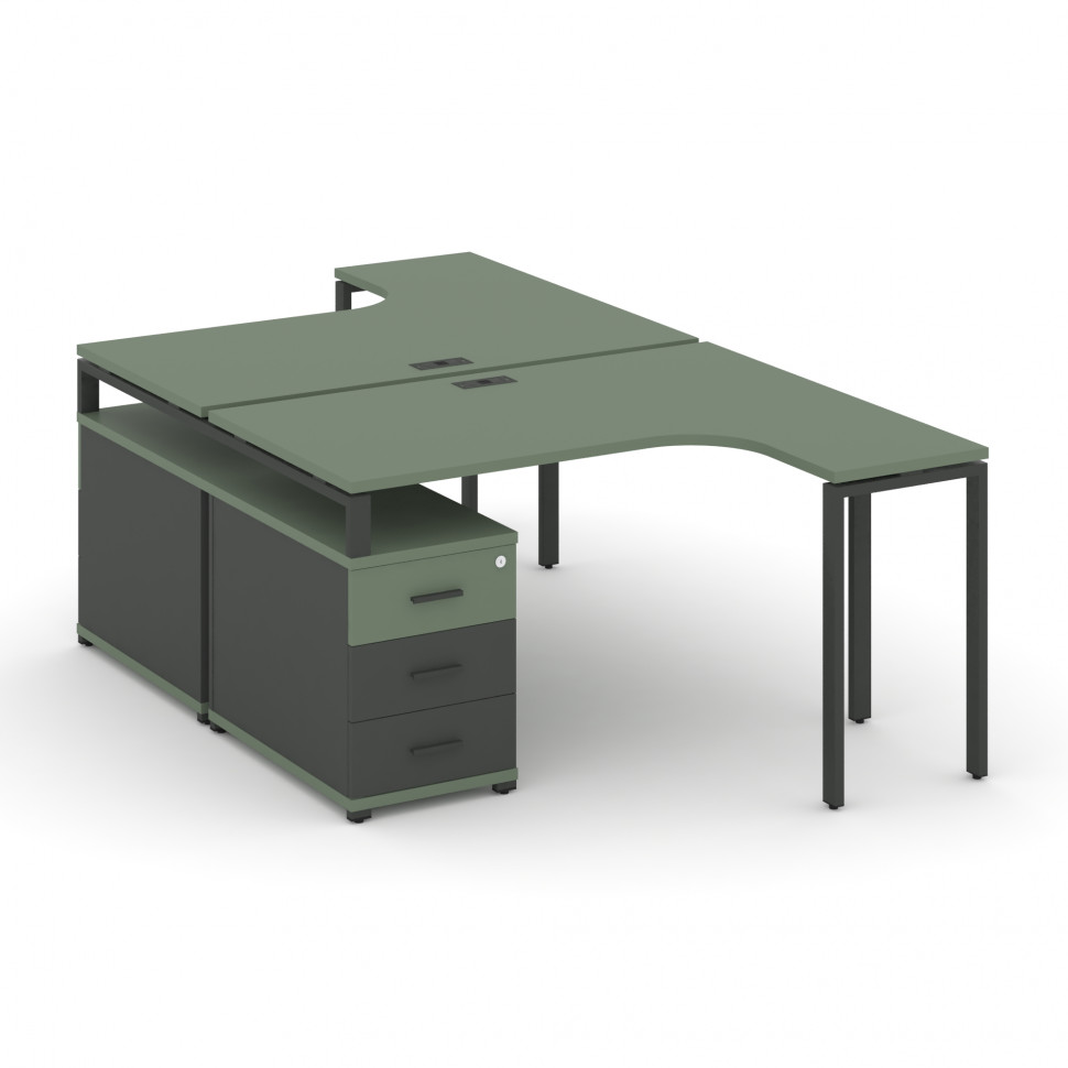 Concept Рабочая станция с двойной опорной тумбой CN.DSA-301 A Кобо/Антрацит/Металл Антрацит 1380/174