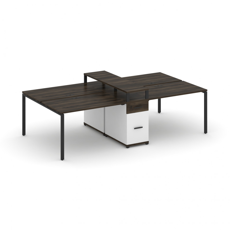 Concept Рабочая станция 4 места с 1 опорной тумбой CN.DRS-438 B Дуб Мали/Белый Бриллиант/Металл Черн Concept Рабочая станция 4 места с 1 опорной тумбой CN.DRS-438 B Дуб Мали/Белый Бриллиант/Металл Черн