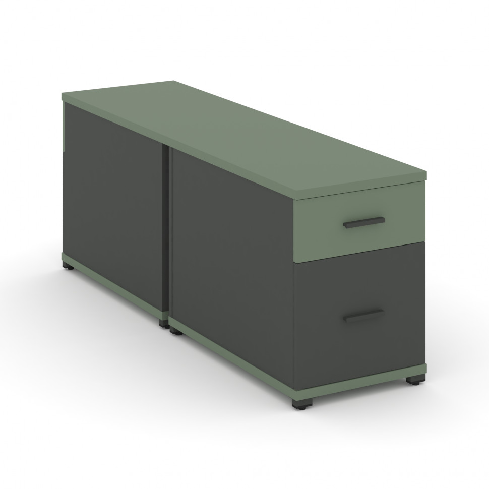 Concept Тумба двухсторонняя опорная/приставная 1 ящ.+1 распаш. фасад CN.DTGO-004 A Кобо/Антрацит/Мет