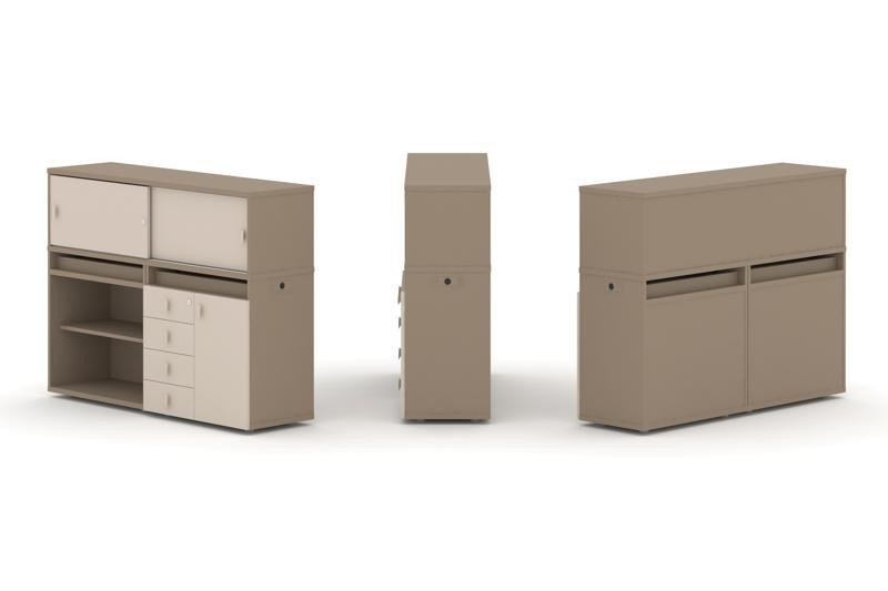 Estetica Набор №8. Тумба двойная+низкая надставка ES.NB.2N-8 Латте/Капучино 1500*410*1135