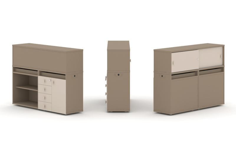 Estetica Набор №8. Тумба двойная+низкая надставка ES.NB.2N-8 Латте/Капучино 1500*410*1135