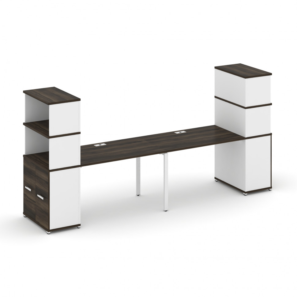 Concept Рабочая станция с опорными распаш. шкафами с надставкой выс. CN.ORS-230 W Дуб Мали/Белый Бри