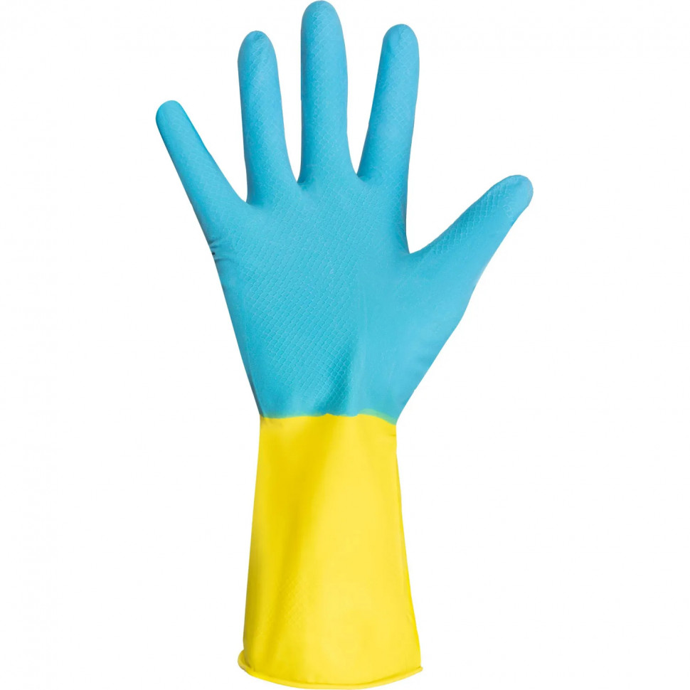 Перчатки хозяйственные Gloves Lux BICOLOR сине-желтые р.M
