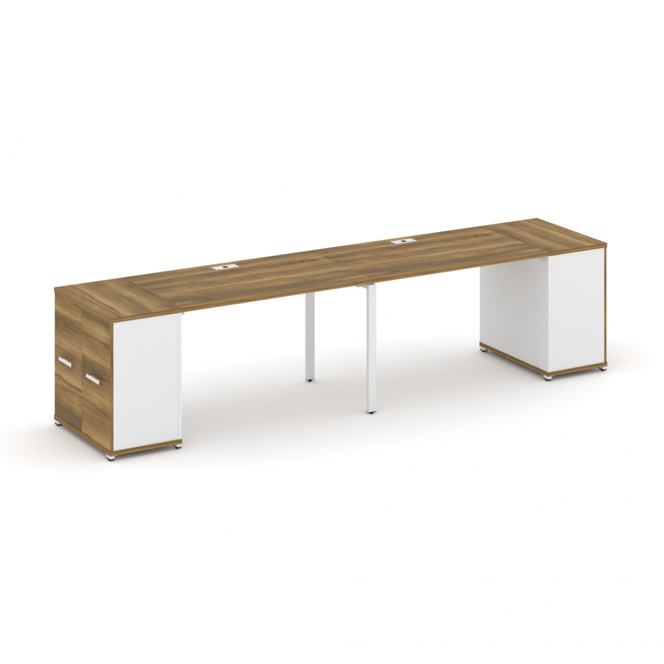 Concept Рабочая станция с опорными распаш. шкафами CN.ORS-218 W Сандал Янтарный/Белый Бриллиант/Мета