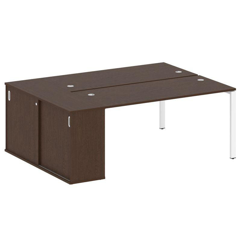 Metal System Рабочая станция с шкафом-купе на П-образном м/к БП.РС-СШК-1.4 Т Венге Цаво/Металл Белый