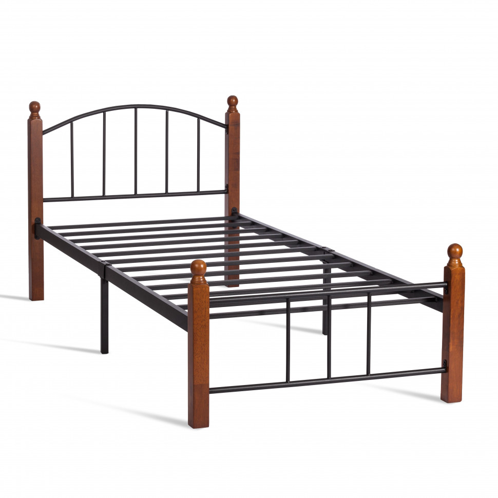 Кровать AT-915 дерево гевея/металл, 90*200 см (Single bed), красный дуб/черный